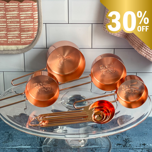 Rose Gold Measuring Cups & Spoons Set - Stainless Steel