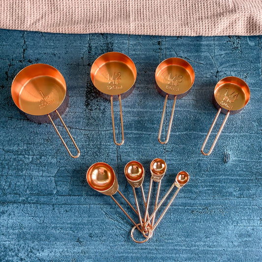 Rose Gold Measuring Cups & Spoons Set - Stainless Steel