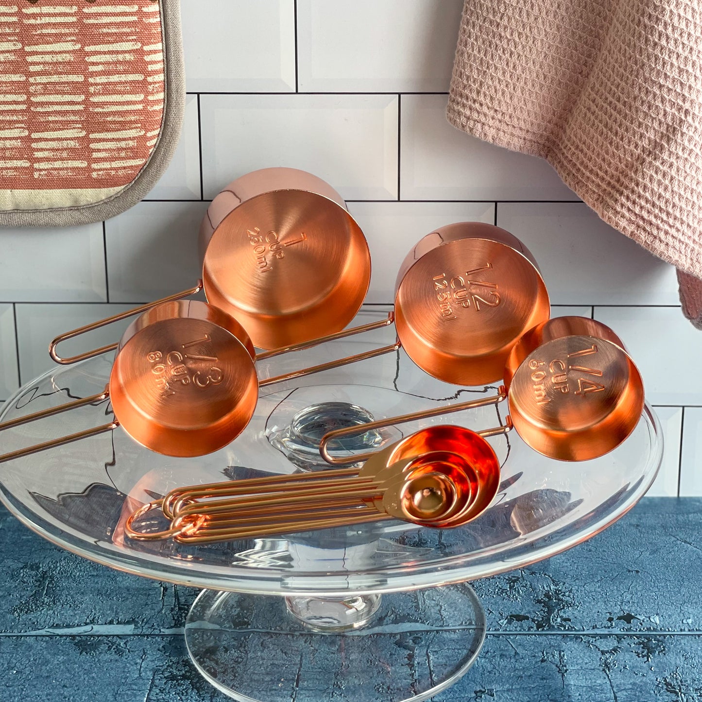 Rose Gold Measuring Cups & Spoons Set - Stainless Steel