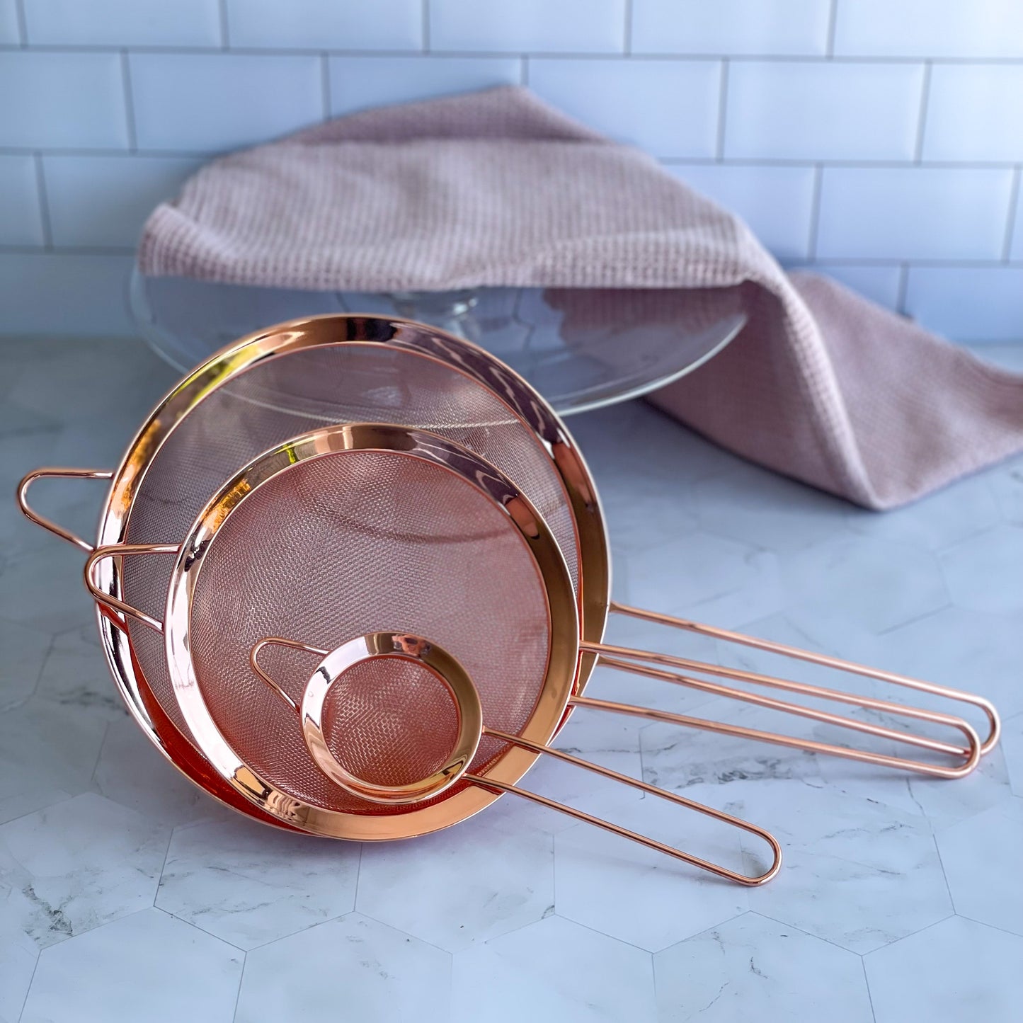 Rose Gold Sieve Set of 3 - Stainless Steel